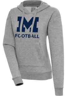 Antigua Michigan Wolverines Womens Grey Heather Football Victory Hooded Sweatshirt