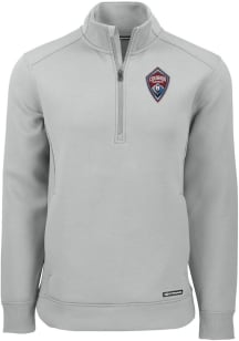 Cutter and Buck Colorado Rapids Mens Grey Roam Long Sleeve Qtr Zip Pullover