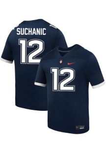 Saxton Suchanic UConn Huskies Youth Navy Blue Nike NIL Name And Number Football Jersey