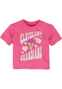 Cleveland Guardians Infant Girls Ice Cream Team Short Sleeve T-Shirt Pink