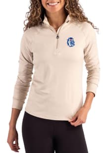 Cutter and Buck Fresno State Bulldogs Womens Oatmeal Vault Coastline Qtr Zip