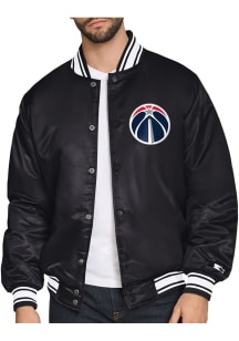 Starter Washington Wizards Mens Black Triangle Satin Varisty Medium Weight Jacket
