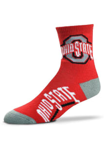 Ohio State Buckeyes Red Logo Name Mens Quarter Socks