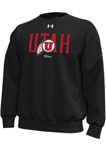 Under Armour Utah Utes Mens Black Icon Fleece Long Sleeve Crew Sweatshirt
