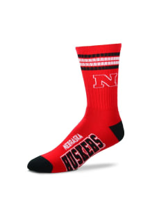 Nebraska Cornhuskers Duece Four Stripe Mens Crew Socks