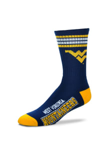 West Virginia Mountaineers 4 Stripe Deuce Mens Crew Socks