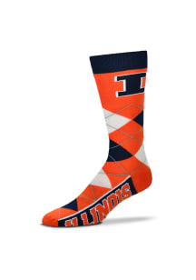 Illinois Fighting Illini Calf Logo Mens Argyle Socks