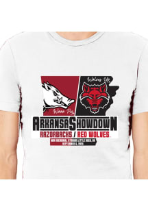 Arkansas Razorbacks White Football H2H Matchup Short Sleeve T Shirt