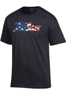 Champion Tulsa Golden Hurricane Black Flag Script Name Short Sleeve T Shirt