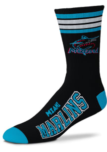 Miami Marlins 4 Stripe Duece Mens Crew Socks