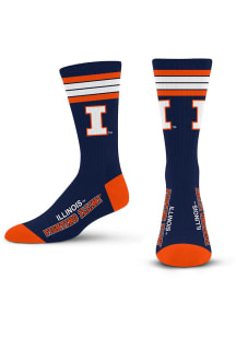 Illinois Fighting Illini 4 Stripe Duece Mens Crew Socks
