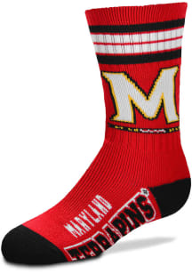 Maryland Terrapins Red 4 Stripe Deuce Design Youth Crew Socks
