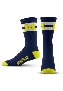 Michigan Wolverines Blue 2 Stripe Youth Crew Socks