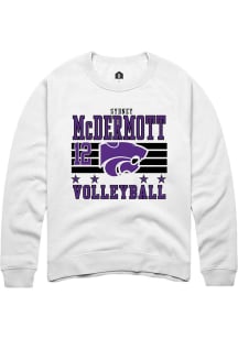 Sydney McDermott K-State Wildcats Mens White NIL Striped Player Crew
