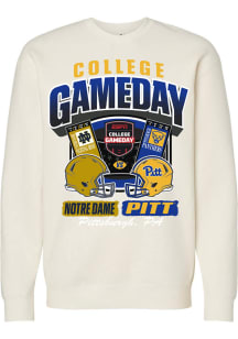 Something Inked Pitt Panthers Mens Ivory Football College Gameday vs Notre Dame Ticket Long Sleeve..