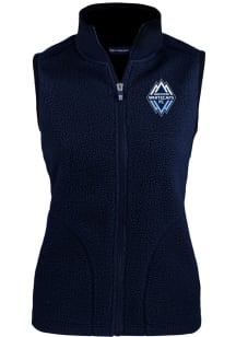 Cutter and Buck Vancouver Whitecaps FC Womens Navy Blue Cascade Sherpa Vest