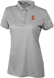 Columbia Illinois Fighting Illini Womens Grey Heat Seal Set II Short Sleeve Polo Shirt