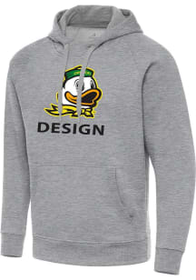 Antigua Oregon Ducks Mens Grey Heather Oregon Design  Victory Long Sleeve Hoodie