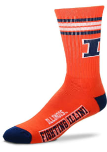 Illinois Fighting Illini 4 Stripe Deuce Mens Crew Socks