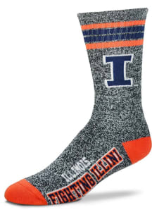 Illinois Fighting Illini Marbled 4 Stripe Deuce Mens Crew Socks