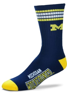 Michigan Wolverines Blue 4 Stripe Deuce Youth Crew Socks