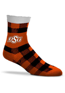Oklahoma State Cowboys Buffalo Plaid Fuzzy Womens Quarter Socks