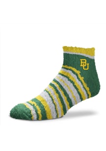 Baylor Bears Muchas Rayas Fuzzy Womens Quarter Socks