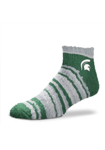 Michigan State Spartans Muchas Rayas Fuzzy Womens Quarter Socks