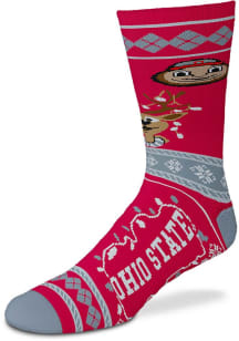 Ohio State Buckeyes Sweater Stripe Mens Crew Socks