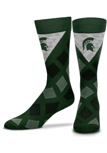 Michigan State Spartans Dashed Diamonds Mens Argyle Socks