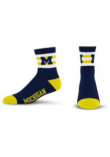 Michigan Wolverines 5 Stripe Logo Mens Quarter Socks