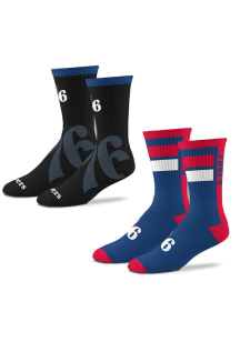 Philadelphia 76ers Double Duo 2 Pack Mens Crew Socks