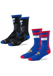 Kansas Jayhawks Double Duo 2 Pack Mens Crew Socks