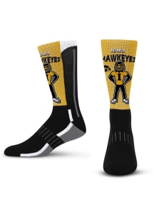 Iowa Hawkeyes Black Mascot Fever Youth Crew Socks