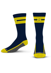 Michigan Wolverines Double Tube Stripe Team Mens Crew Socks