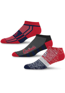 St Louis Cardinals Stripe Stack 3 Pack Mens No Show Socks
