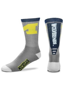 Michigan Wolverines Cool Grey Jump Key Mens Crew Socks
