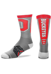 Ohio State Buckeyes Cool Grey Jump Key Mens Crew Socks