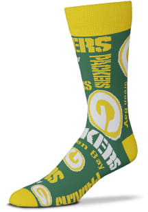 slim fit dress slacks Zubaz by for Bare Feet NFL Adults Unisex Green Bay Packers Zubified Dress Socks, Large main image 1