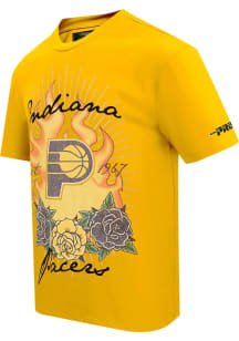 Pro Standard Indiana Pacers Gold Fire and Roses Short Sleeve Fashion T Shirt