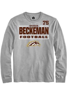 Spencer Beckeman Western Michigan Broncos Grey Football NIL Stacked Box Long Sleeve Player T Shirt