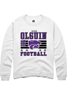Mason Olguin  Rally K-State Wildcats Mens White Football NIL Striped Long Sleeve Crew Sweatshirt