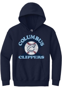 Summit Sportswear Columbus Clippers Youth Navy Blue Soft Arch Long Sleeve Hoodie