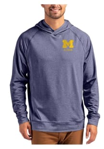 Cutter and Buck Michigan Wolverines Mens Navy Blue Alumni Adapt Knit Hood Long Sleeve Hoodie