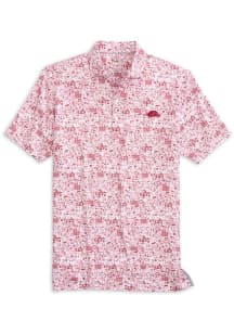 Johnnie O Arkansas Razorbacks Youth Crimson Tailgater 2.0 All Over Print Short Sleeve Polo Shirt