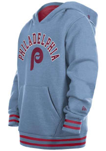 New Era Philadelphia Phillies Youth Light Blue Cooperstown Arched Logo Long Sleeve Hoodie