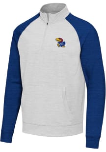 Antigua Kansas Jayhawks Mens Blue Urgent Colorblock Long Sleeve Qtr Zip Pullover