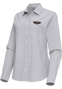 Antigua New Orleans Pelicans Womens Porter Long Sleeve Ash Dress Shirt