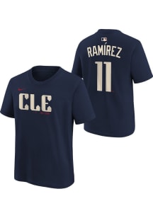 Jose Ramirez Cleveland Guardians Youth Navy Blue City Connect NN Player Tee