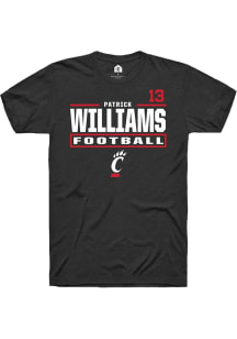 Patrick Williams Cincinnati Bearcats Black Football NIL Stacked Box Short Sleeve Player T Shirt